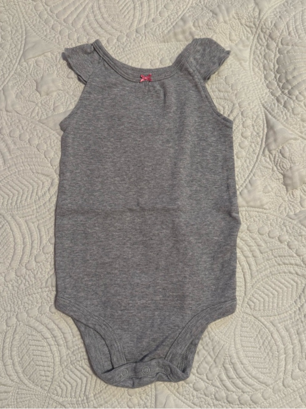 Carter’s Simple Joys Gray Tank Top One-Piece Bodysuit with Pink Bow